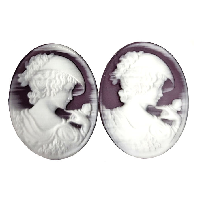 27X35MM WOMAN CAMEO CAT'S EYE PURPLE